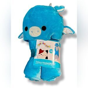 Squishmallows Tatiana The Dragon Hooded Throw Blanket Blue 30”x 50” Kidcore NWT